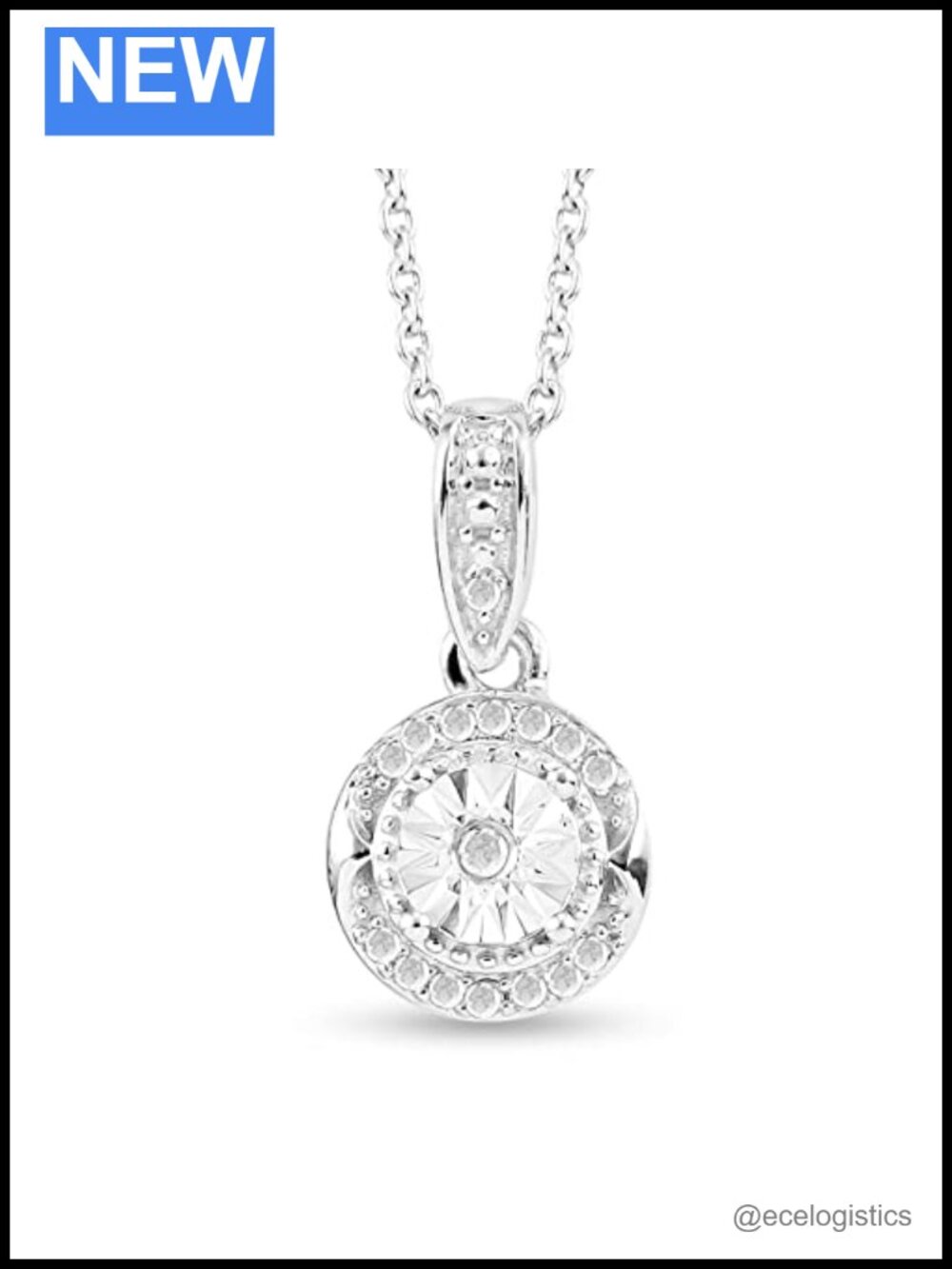 0.10ct Diamond Pendant Necklace 925 Sterling Silver 18 inch